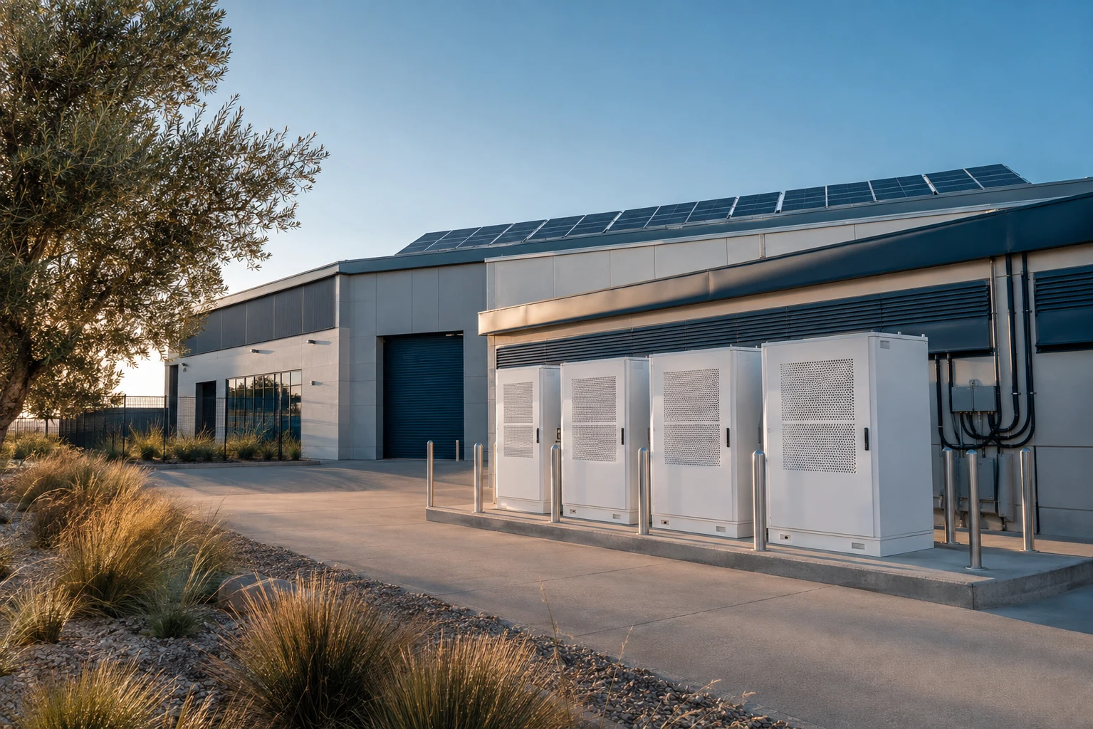 Concept image of battery storage at a commercial site